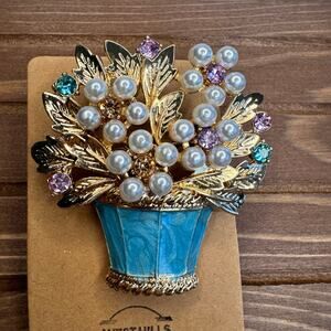 Blue Flower Bouquet Pin Flower Jewelry Brooch Fashion Jewelry FAST SHIP